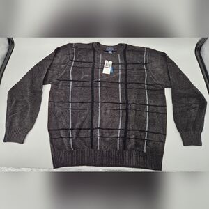 NWT Dockers GRAY Striped Textured Chenille Crewneck Sweater Mens Sz XXL